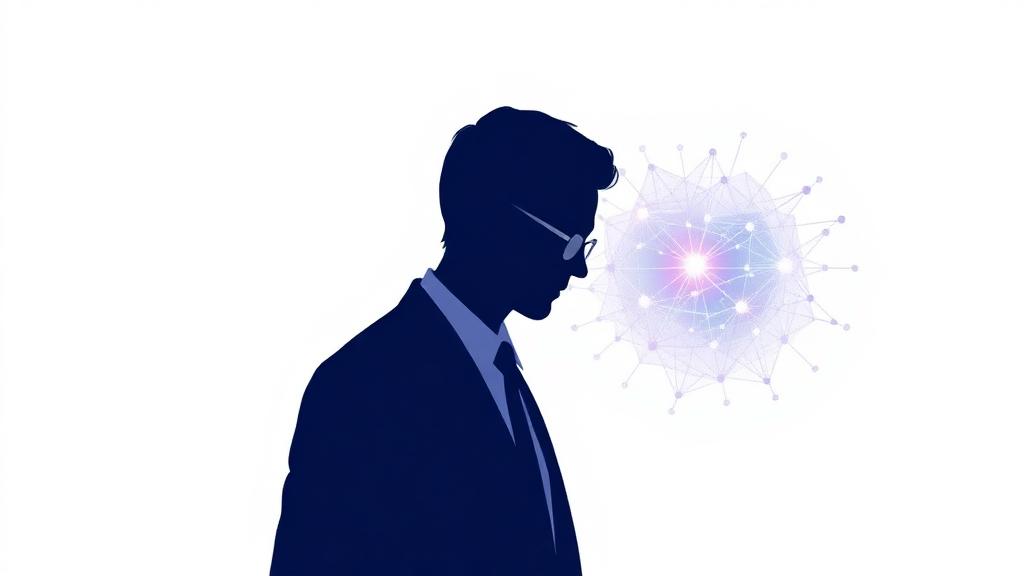 Executive considering a glowing AI network