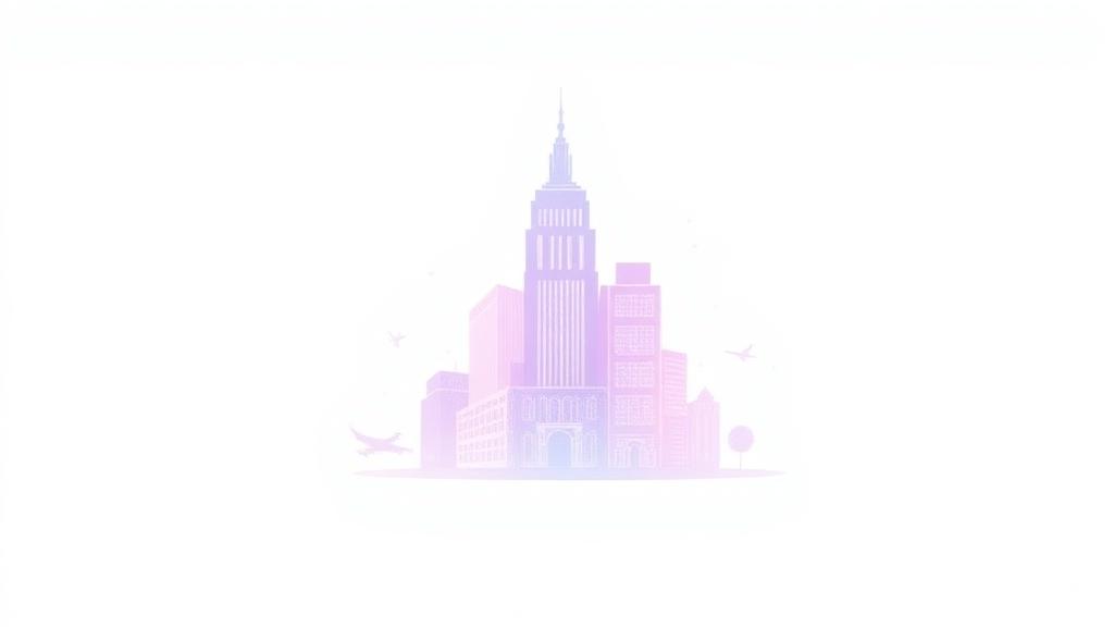 City skyline blended with hospitality technology